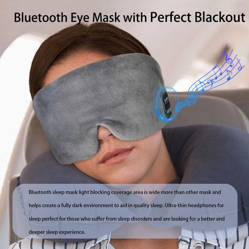 Soft Sleep Eye Mask Bluetooth Headphones Adjustable Sleep Headband Headphones for Sleeping Meditation Insomnia, Wireless Music Eye Cover Earbuds for Airplane Travel Nap(Grey)