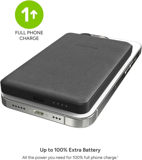 mophie Snap+ Juice Pack Mini - Black Wireless Portable Magnetic Charger with 5000 mAh Battery, Compatible with MagSafe