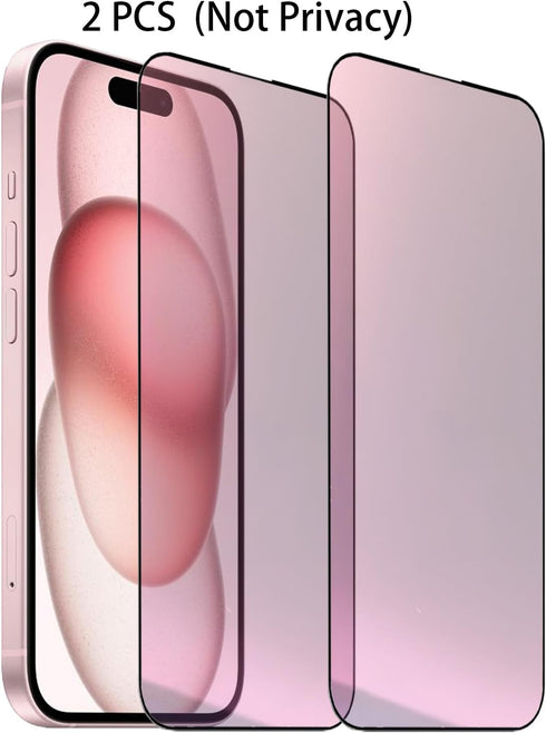 2 Pack Anti-Blue Tempered Glass Mirror Screen Protector Film for iPhone 15 Plus, 6.7 inch 9H Hardness Full Covered