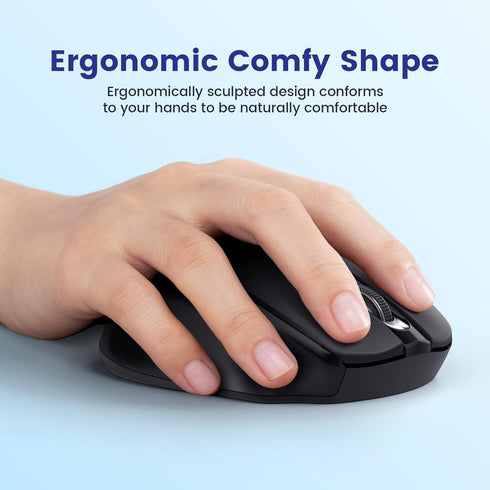 Wireless Mouse, D-09 USB Cordless Mice for Laptop, Ergo Grips, 5-Level 2400 DPI, Portable for PC