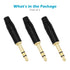 Fancasee 3 Pack 6.35mm Stereo Plug Replacement TRS - 1/4" Male Solder Adapter Jack for Audio Cable Repair