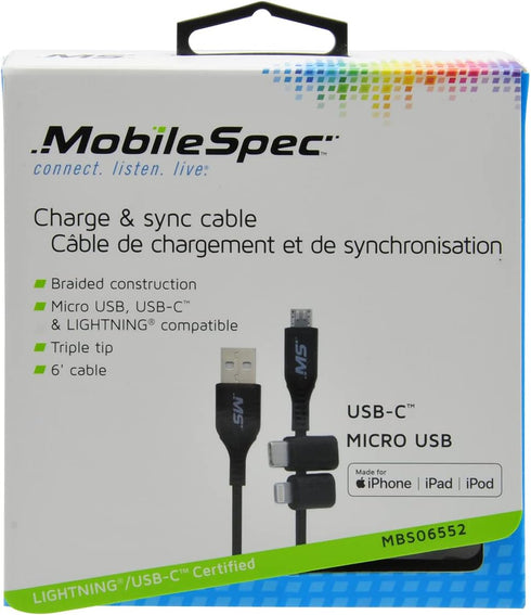 MobileSpec MBS06552 6 Foot Multi-Use Charge and Sync Cable