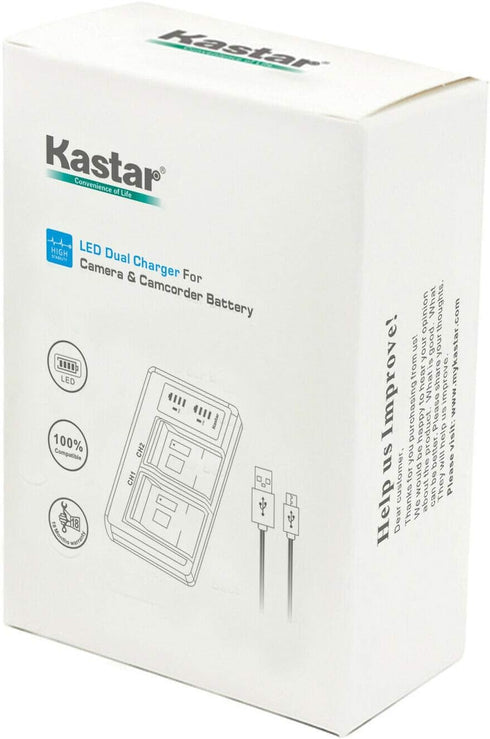 Kastar NP-FH100 Battery 2-Pack and LTD2 USB Charger - Compatible with Sony DCR-DVD Series Cameras