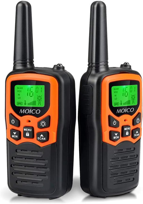 MOICO Long Range Walkie Talkies for Adults, 22 FRS Channels, Family Walkie Talkie with LED Flashlight, LCD Display,