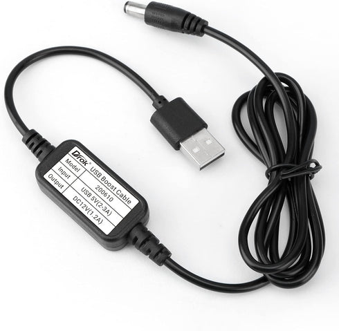 DROK USB to 12v Adapter, 5V to 12V Step Up Converter, Boost Converter Voltage Regulator with 5.5x2.5mm/3.5x1.35mm Ports