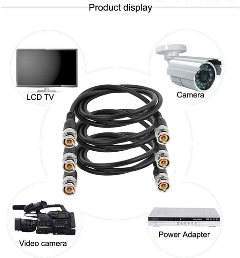 JOINSI 3-Pack 10ft 75-Ohm BNC Male to BNC Male Jumper Cable Extension Connector for CCTV DVR to TV System