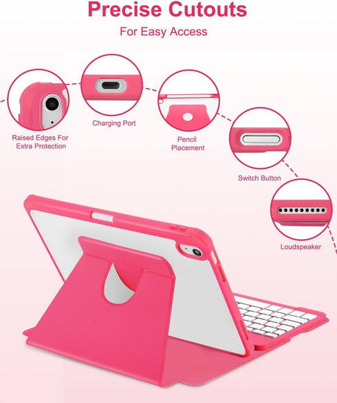 EAMPANG A16 11th 10th 11/10.9 inch,Rainbow 11 2025 10 2022 Case with Keyboard for iPad Generation Backlit Detachable