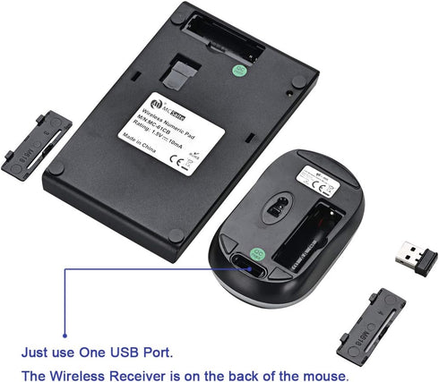 MCSaite Wireless Numeric Keypad & Mouse Combo - Wireless Number Pad Keyboard and Mouse for Laptop Desktop