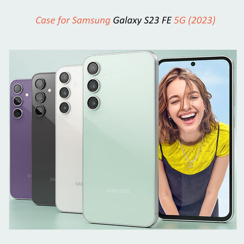 Samsung Galaxy S23 FE 5G Case: Slim TPU Bumper with Cute Floral Design + Screen & Camera Lens Protectors (Mint