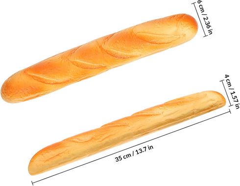 14" Garneck Artificial French Baguette: Realistic Fake Bread Loaf Model, PU Soft Squishy Baguette for Kitchen Home