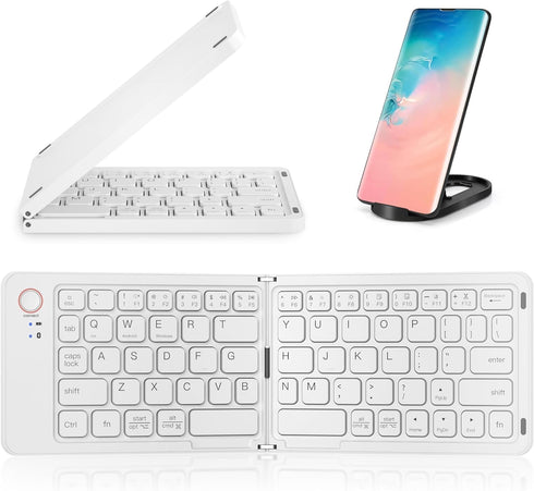Mini Foldable Bluetooth Keyboard, Portable Wireless Full Size Keyboard (Sync Up to 3 Devices), Ultra-Slim Travel