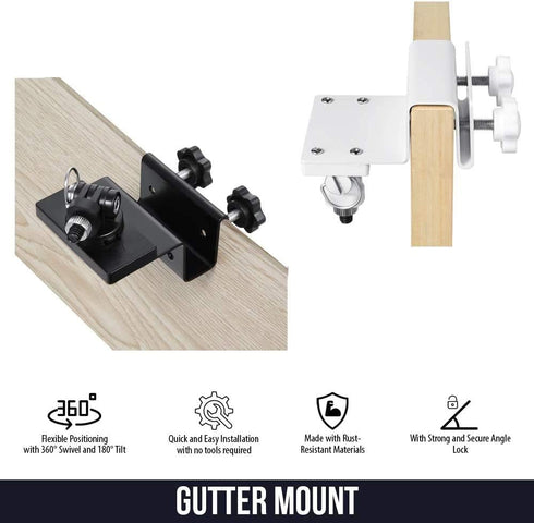 Wasserstein Weatherproof Gutter Mount for Arlo Cameras, White, 360-degree Swivel, 180-degree Tilt, Easy Installation, Rust-Resistant