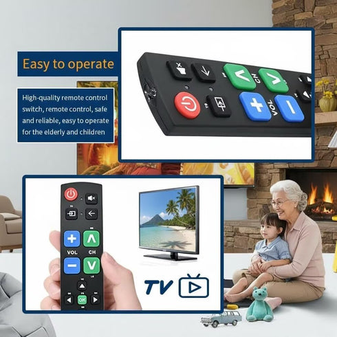 Generic Large Button Universal TV Remote Control for Seniors, Easy to Use Simple Remote for TV, Large Buttons and Clear