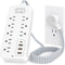 Roopersnake Bluetooth Portable Speakers Extension Cord Surge Protector Power Strip - Flat Plug