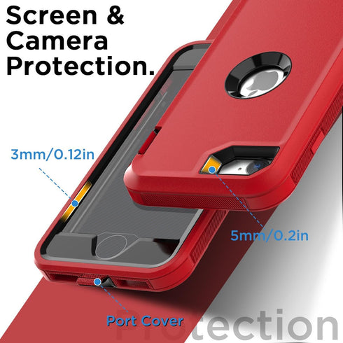 AICase iPhone SE 3rd & 2nd Gen Case with Built-in Screen Protector, Heavy Duty Shockproof 3-Layer Rugged Cover,