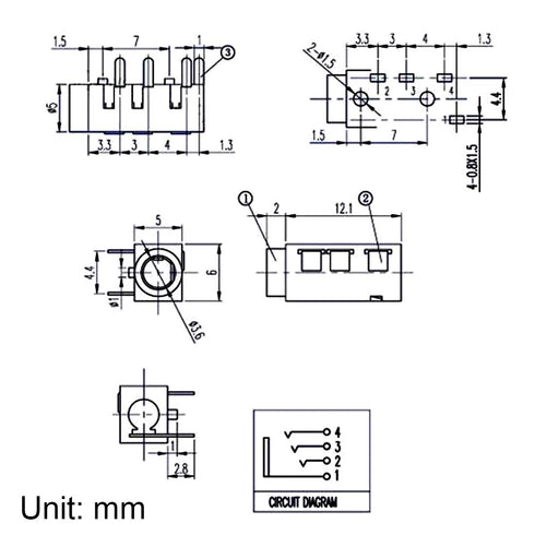 uxcell 3.5 mm Audio Jack Connector PCB Mount Female Socket 4 Pin PJ-320A, 15pcs