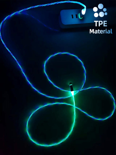 USB Cable 3A Type C 6.6ft/2m with RGB LED Light, Fast QC3.0 Charger for Galaxy S20/S10/S9 Plus/Note 20/Switch/LG V30.