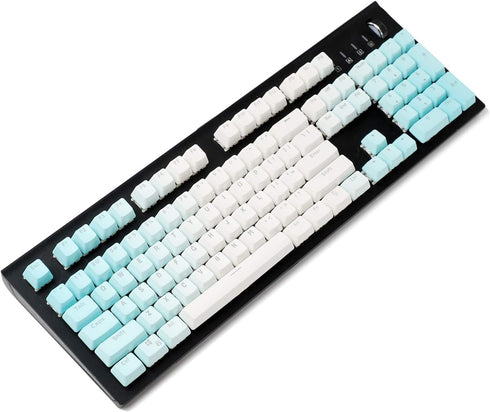 YMDK Double Shot 104 Dyed PBT Keyset for Cherry MX Switches Mechanical Keyboard, Blue White Gradient (Only Keycap)