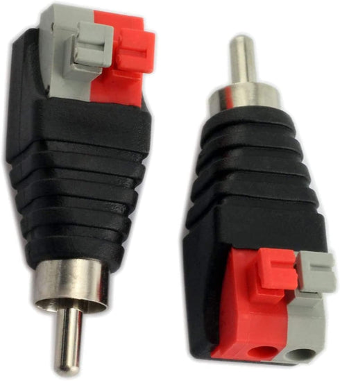 5pcs Speaker Phono RCA Male to 2 Screw Terminal Female Strip - Audio Video Spring Press Type Balum Connector