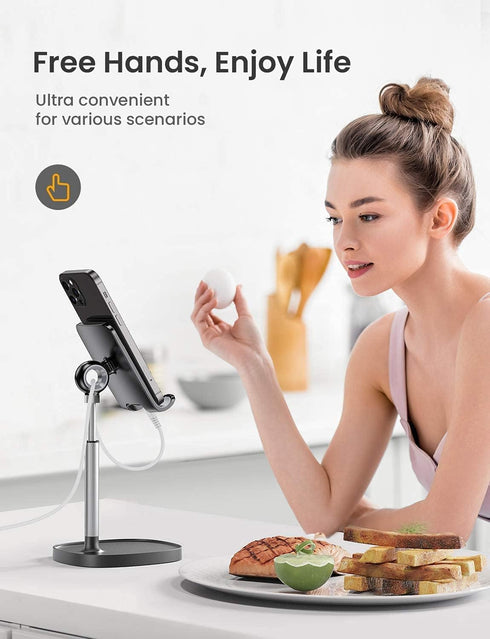 LISEN Adjustable Cell Phone Stand for Desk, Home Office Accessories for iPhone and Tablets 4-10in