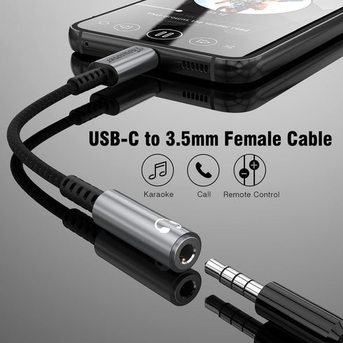 USB Type C to 3.5mm Female Headphone Jack Adapter