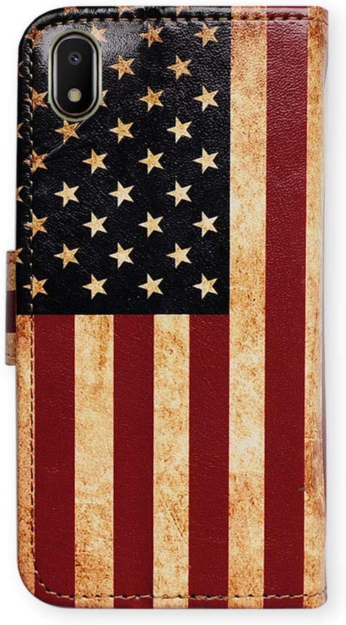 Galaxy A10e Case, Retro American Flag Flip Leather Wallet Cover with Credit Card Slot for Samsung Galaxy A10e