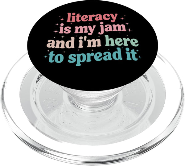Retro Literacy Is My Jam Teacher Literacy Advocacy Literacy is My Jam and I'm Here to Spread it PopSockets PopGrip