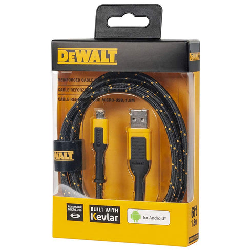 DEWALT Micro-USB to USB Cable, 6 ft Reinforced Braided Charger Cord Compatible with Android Phones
