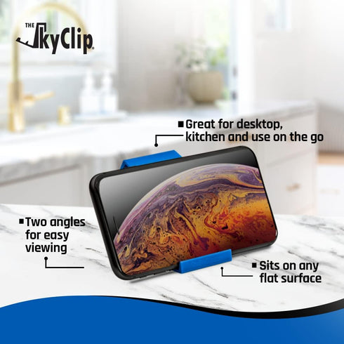 Airplane Cell Phone Back of Seat Inflight Tray Table Clip & Sturdy Phone Stand, Travel Must Have (Blue 2 Pack)