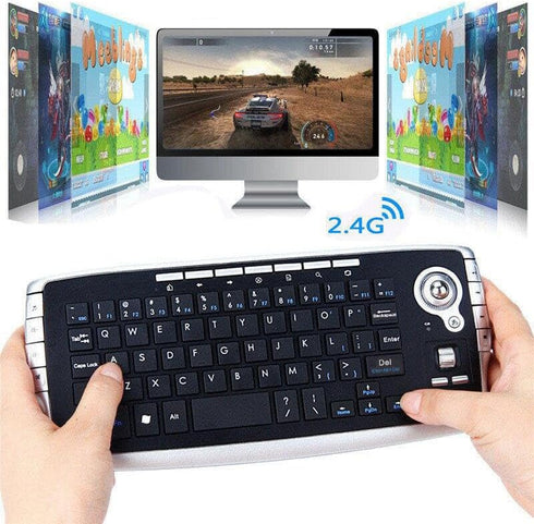 Mini Ergonomic Keyboard Trackball Air Mouse, 1200dpi Function, 2.4G Wireless Keyboard with Trackball for Laptop PC TV