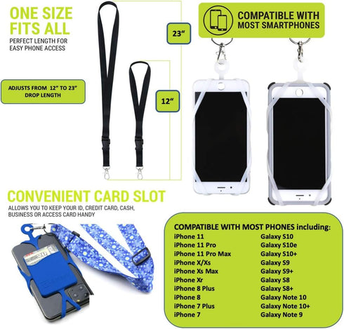 Gear Beast Cell Phone Lanyard with Adjustable Neck Strap, Compatible with iPhone Galaxy & Most Smartphones, Silicone