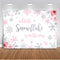 Mocsicka Snowflake Baby Shower Backdrop, Winter Wonderland Photography Background, Pink & Silver Snowflakes