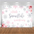 Mocsicka Snowflake Baby Shower Backdrop, Winter Wonderland Photography Background, Pink & Silver Snowflakes
