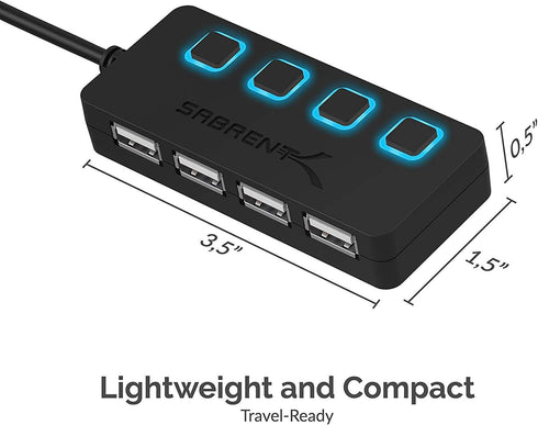 SABRENT 4 Port USB 2.0 Data Hub with Individual LED Power Switches, Charging NOT Supported for Mac & PC