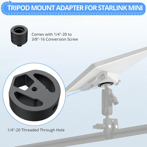 CAMWAY 1/4"-20 3/8"-16 Star-Link Mini Tripod Adapter - Aluminum Alloy Tripod Adapter and Threads, Star-Link Mini