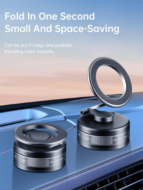 Caiwongtech 360 Vacuum Magnetic Suction Phone Holder, Rotatable Foldable Retractable Hands-Free Suction Cup Phone Mount