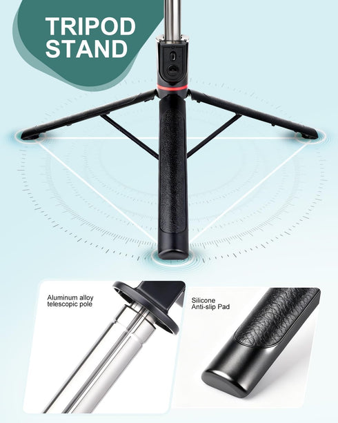 GBFETM 71" Phone Tripod Selfie Stick with Light, Cell Phone Tripod Stand with Wireless Remote Compatible with iPhone