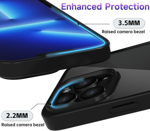 oakxco Thin Slim Clear Case for iPhone 13 Pro Max, Transparent Hybrid Hard Shell & Soft Silicone Rubber Bumper, Black