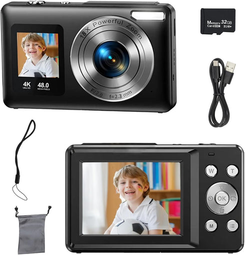 DILTEX 4K 48MP Digital Camera for Teens with Autofocus and Dual Screen for
