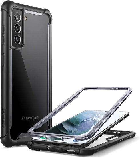 i-Blason Ares Series Case, Designed for Galaxy S21 5G (2021 Release), Rugged Clear Bumper Case (Black)