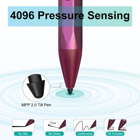 Stylus for HP Envy X360, Pavilion x360, Specter X360, Rechargeable MPP 2.0 Tilt Pencil with 4096 Pressure Sensitivity