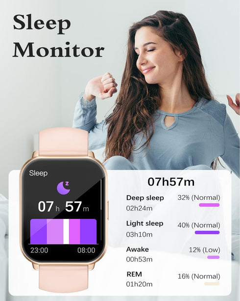 RUIMEN Smart Watches for Men Women, 1.8" Smartwatch for iOS/Android Phones, Fitness Tracker with Heart Rate/Sleep