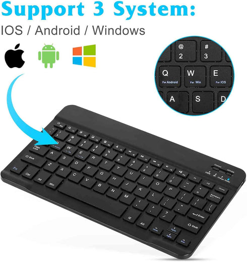 Rechargeable Bluetooth Keyboard and Mouse Combo Ultra Slim for Samsung Galaxy Tab S7 FE and All Bluetooth Devices