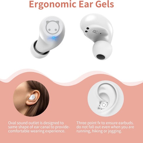 Pink Wireless Earbuds, Bluetooth in Ear Headphone with Microphone, Noise Cancellation, Long Life Portable Charging Case