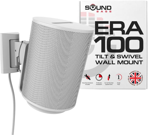ERA100 Wall Mount Bracket, Tilt and Swivel, White, Compatible with Sonos ERA 100