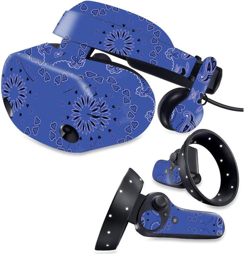 MightySkins Skin for Samsung Odyssey Plus VR - Blue Bandana, Durable Vinyl Decal Wrap Cover, Easy to Apply and Remove