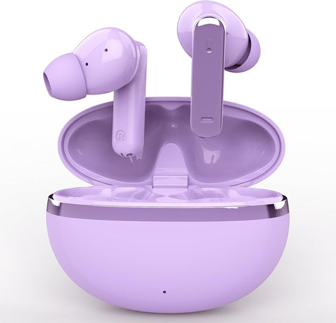 Wireless Earbuds, True Wireless Bluetooth 5.3 Earbuds with Charging Case, Stereo Headphones for iPhone/Android (Purple)