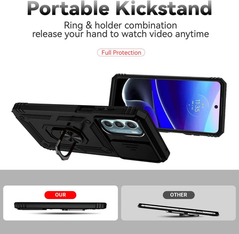 Shop the Black Moto G Stylus 5G 2022 Case: Military Grade, Slide Camera Cover, HD Screen Protector, Kickstand &