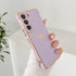 phylla Samsung Galaxy S21 FE 6.4” 5G Phone Case, Luxury Plating Cute Love Heart Pattern, Purple