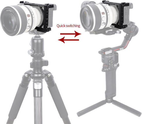 NICEYRIG Cage for Sony Alpha A6700 Mirrorless Camera with QD Hole, NATO Rails & Cold Shoe Mounts